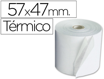 Rollos papel térmico 57x47 envase de 10 unidades