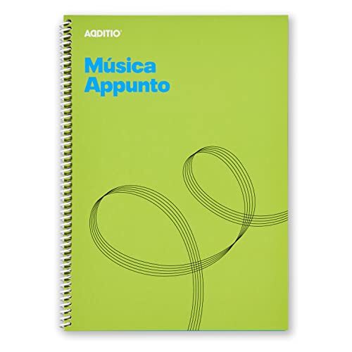 Cuaderno Música Appunto A4, páginas cuadriculadas más pentagramas de 9 mm