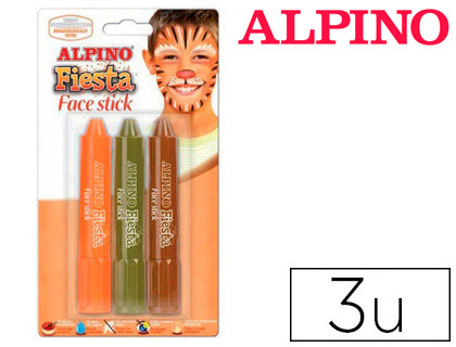 Maquillaje Alpino Face Stick marrón, naranja y verde