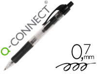 Bolígrafo retráctil barato Q-Connect con empuñadura de goma negro
