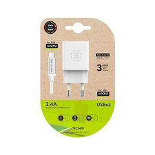 Cargador USB para Android blanco de dos puertos 2400 mA