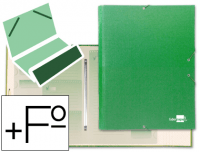 Carpeta clasificadora Liderpapel de 12 departamentos folio prolongado verde claro