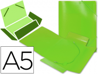 Carpeta de plástico con gomas y solapas A5 verde