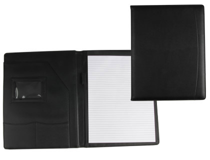 Carpeta portafolios negra con bloc de papel A4