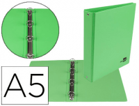 Carpeta PVC A5 con cuatro anillas redondas 25 mm verde pistacho