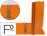 Carpeta PVC Folio con cuatro anillas redondas 25 mm naranja