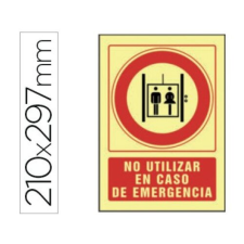 Cartel no usar en caso de incendio PVC fotoluminiscente