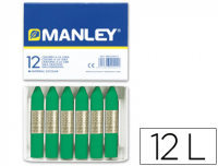 Ceras Manley verde natural Nº 21 en estuche de 12 barritas