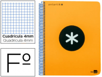 Cuaderno Antartik A4 cuadriculado con 80H de 100g naranja flúor