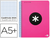 Cuaderno Antartik A5 cuadriculado con 80H de 100g rosa flúor