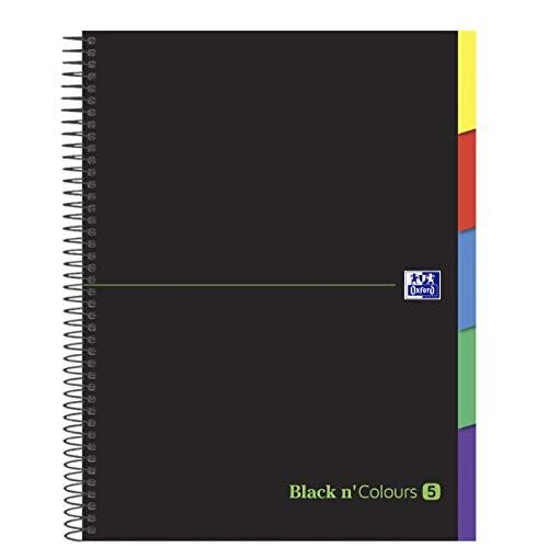 Pack 5 cuadernos con separadores, multiasignatura, cuadrícula 5 mm, 100 h. - Oxford Black N'Colours Pack 5 cuadernos con separadores, multiasignatura, cuadrícula 5 mm, 100 h. - Oxford Black N'Colours