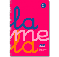 Cuaderno Lamela folio, tapa plástico, cuadrovía 3 mm, rosa