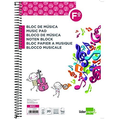 Cuaderno música pentagrama 3 mm folio 20 h. 100 g - Liderpapel Cuaderno música pentagrama 3 mm folio 20 h. 100 g - Liderpapel