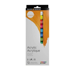 Daler Rowney Simply - Estuche 12 tubos pintura acrílica, 12 ml