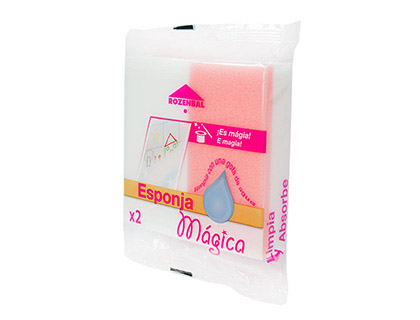 Esponja mágica bicapa Rozenbal, limpia sin detergente, caja 2 esponjas