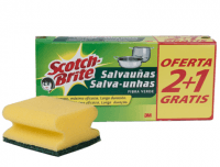 Estropajos con esponja, Scotch Brite fibra verde, paquete 3x2 unidades