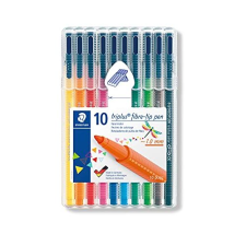 Staedtler Triplus fibre-tip pen - Estuche 10 rotuladores triangulares ergonómicos de punta fina, multicolor