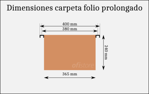 Tamano de carpetas colgantes folio prolongado