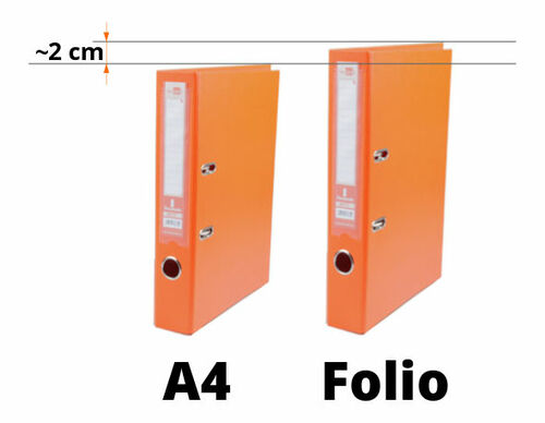 Diferencia altura archivador folio y A4