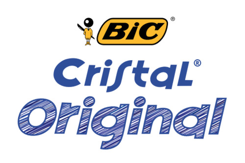 Logo y muestra de escritura del bolígrafo Bic Cristal original