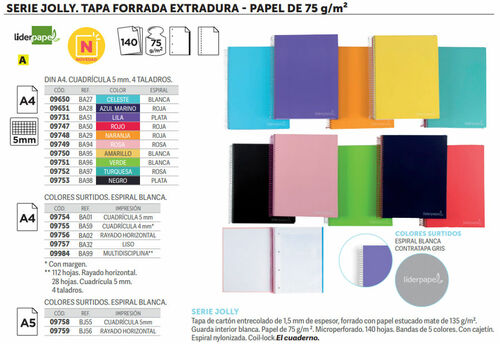 Cuadernos con tapa extradura Liderpapel Jolly