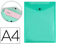 Sobres verticales de plástico translúcido verdes con broche Din A4