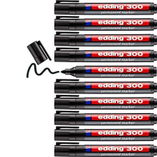Edding 300 - Caja 10 rotuladores negros, punta redonda 1.5-3 mm, tinta permanente de secado rápido