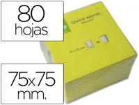 Taco notas adhesivas 75x75mm, 80h, fluor amarillo