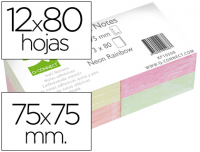 Lote 12 blocs de notas adhesivas fluor 75x75 colores surtidos