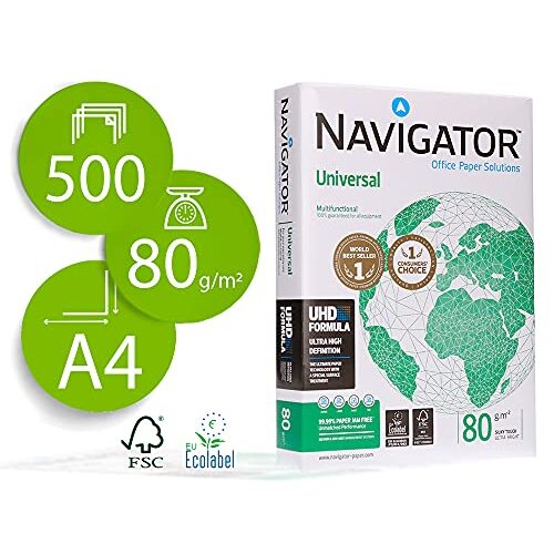 Papel Navigator Universal A4 80g, 5 paquetes folios 500h Papel Navigator Universal A4 80g, 5 paquetes folios 500h