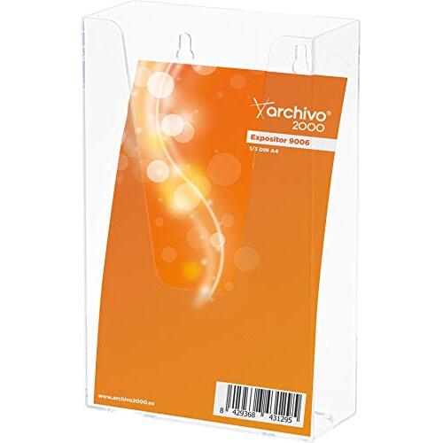 Expositor de pared en metacrilato transparente, formato tercio de A4, 110×45×180 mm - Archivo2000 Expositor de pared en metacrilato transparente, formato tercio de A4, 110×45×180 mm - Archivo2000