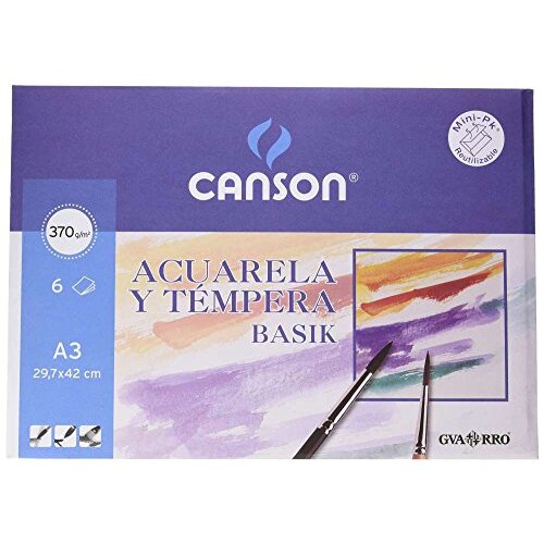 Canson Basik acuarela y témpera - Bloc dibujo A3, 6 hojas de 370 g/m² Canson Basik acuarela y témpera - Bloc dibujo A3, 6 hojas de 370 g/m²