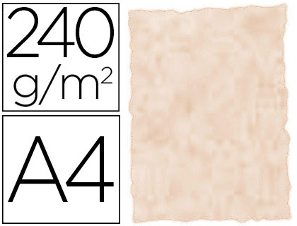 Papel pergamino A4 240 g/m² con bordes lisos color arena