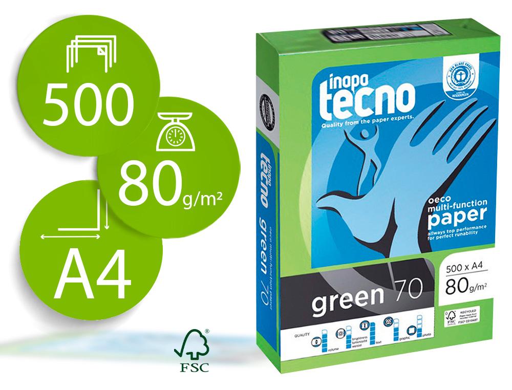 Papel reciclado A4 Inapa Tecno Green paquete de 500 hojas