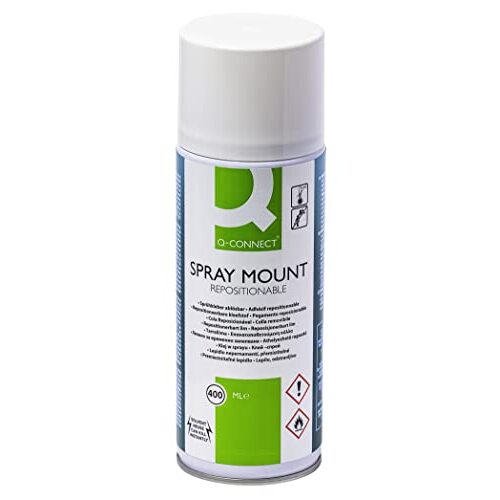 Pegamento en espray, adhesivo reposicionable, 400 ml - Qconnect Quick Mount Pegamento en espray, adhesivo reposicionable, 400 ml - Qconnect Quick Mount