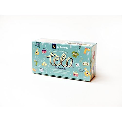 La Pajarita Kids - Caja pintura para tela, 6 botes de 25 ml en colores surtidos, pincel incluido La Pajarita Kids - Caja pintura para tela, 6 botes de 25 ml en colores surtidos, pincel incluido
