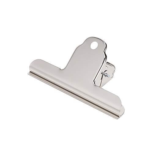 Pack 10 pinzas fijas sujetapapeles metálicas, acabado cromado, 10 cm