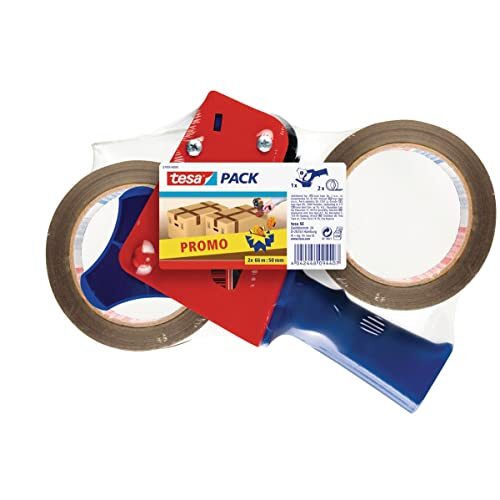 Pistola aplicadora de precinto más 2 rollos Tesa Pack 66 m x 50 mm Pistola aplicadora de precinto más 2 rollos Tesa Pack 66 m x 50 mm