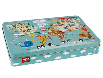 Puzzle Apli Kids® Mapa Mundi de 24 piezas en caja metálica