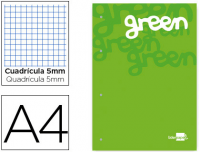 Recambio papel cuadriculado taladrado Din A4 de 100g banda verde