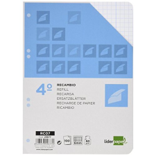 Recambios de papel formato cuarto 100 hojas 60 gr. 6 mm y 6 taladros