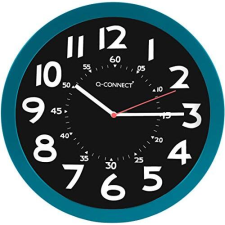 Reloj para oficina con marco azul y fondo negro 30 cm