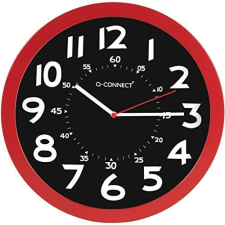 Reloj para oficina con marco rojo y fondo negro 30 cm