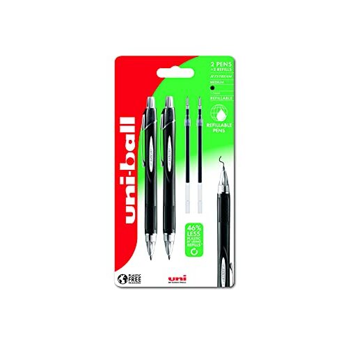 Paquete 2 rollers retráctiles uni-ball SXN-210 más dos recambios de tinta negra Paquete 2 rollers retráctiles uni-ball SXN-210 más dos recambios de tinta negra