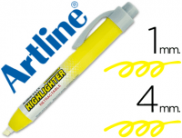 Rotulador fluorescente retráctil punta biselada amarillo