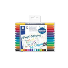 Staedtler Brush Lettering Design Journey 3004 - Caja 12 rotuladores colores con doble punta para lettering
