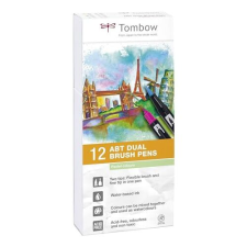 Caja 12 rotuladores Tombow pastel acuarelables doble punta con pincel