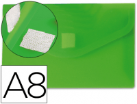 Sobre plástico A8 para tarjeta visita verde