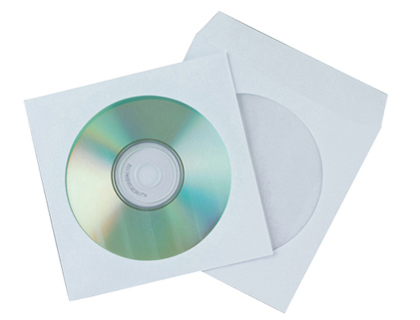 Sobres blancos de papel para CD con ventana transparente