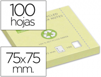 Taco de notas adhesivas recicladas amarillas de 75x75 mm